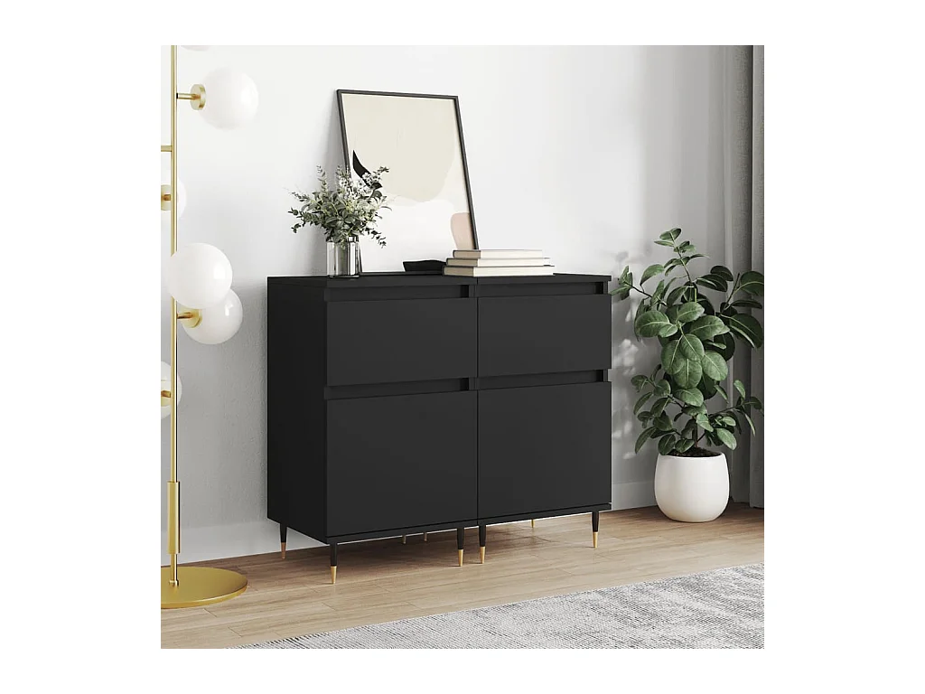 Buffets 2 pcs noir 40x35x70 cm bois d’ingénierie