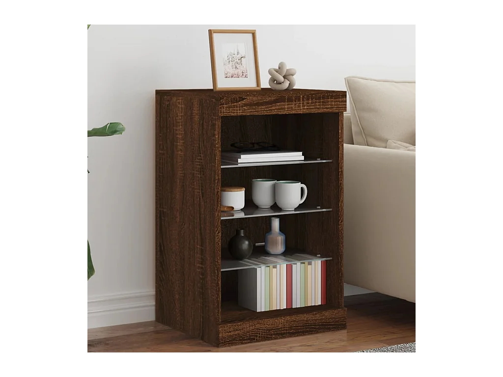 Buffet avec lumières LED chêne marron 41x37x67 cm