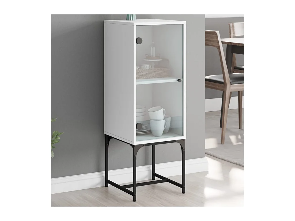 Mobiletto laterale con anta in vetro bianco 35x37x100 cm