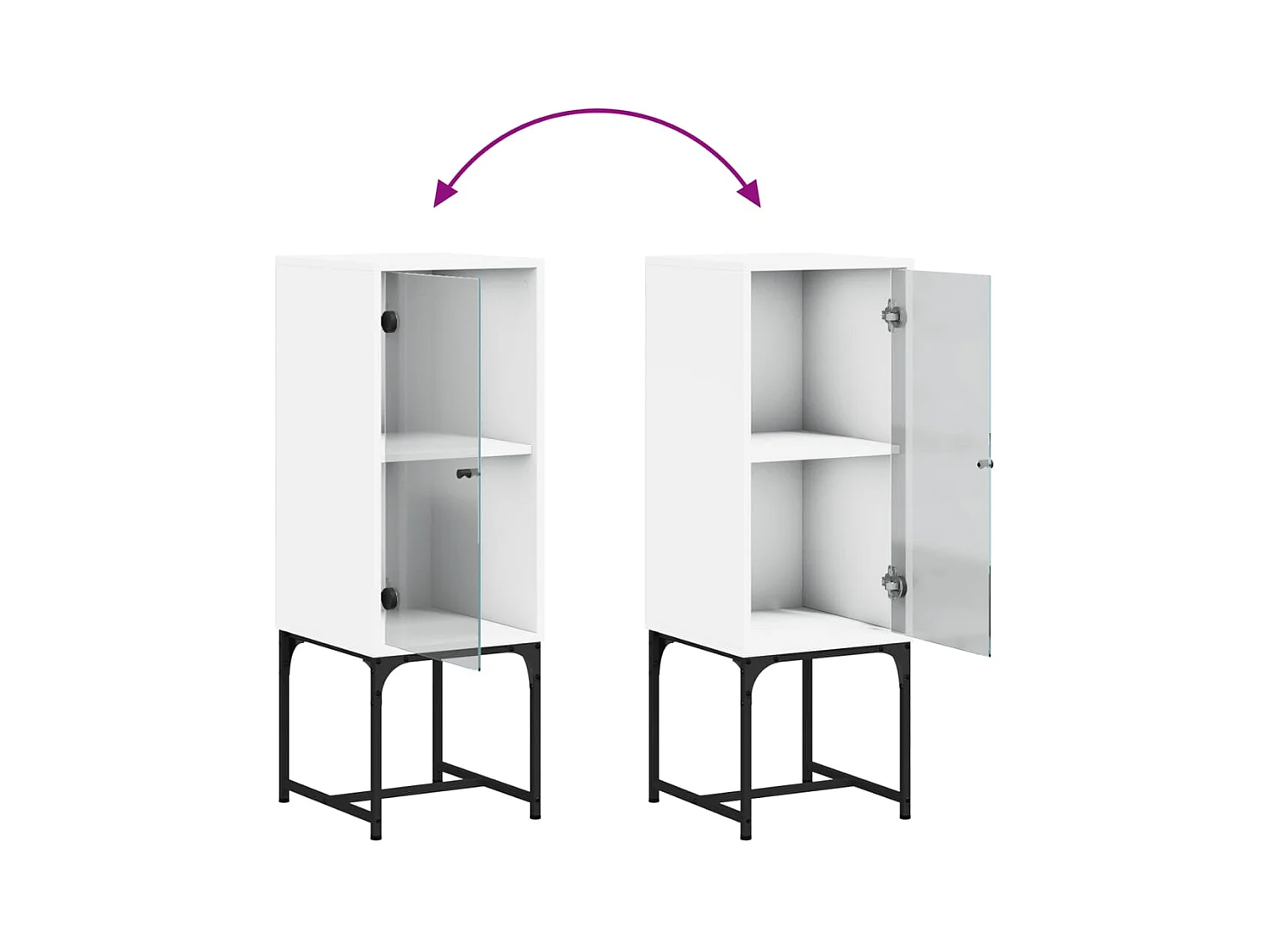 Mobiletto laterale con anta in vetro bianco 35x37x100 cm