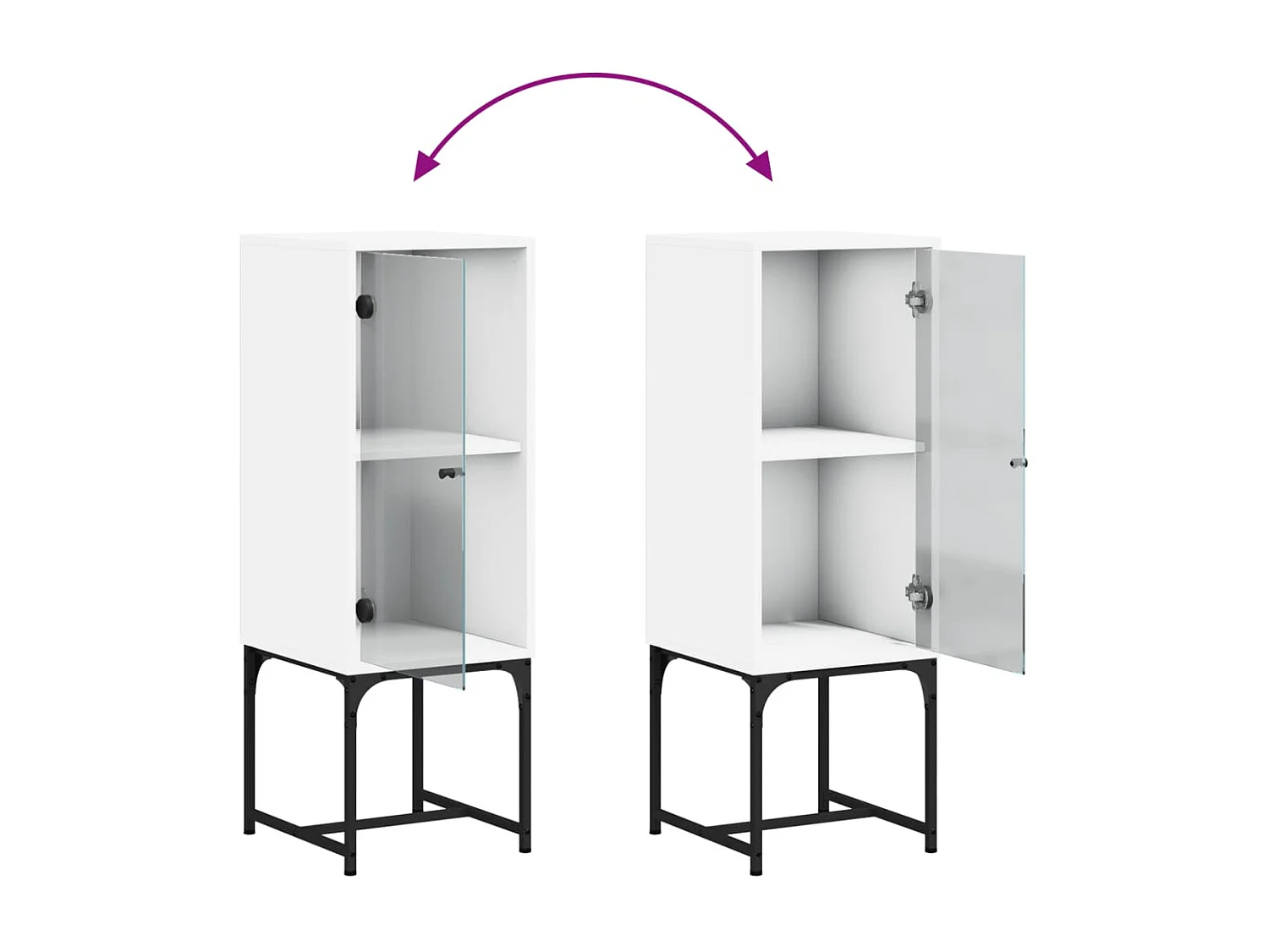 Mobiletto laterale con anta in vetro bianco 35x37x100 cm