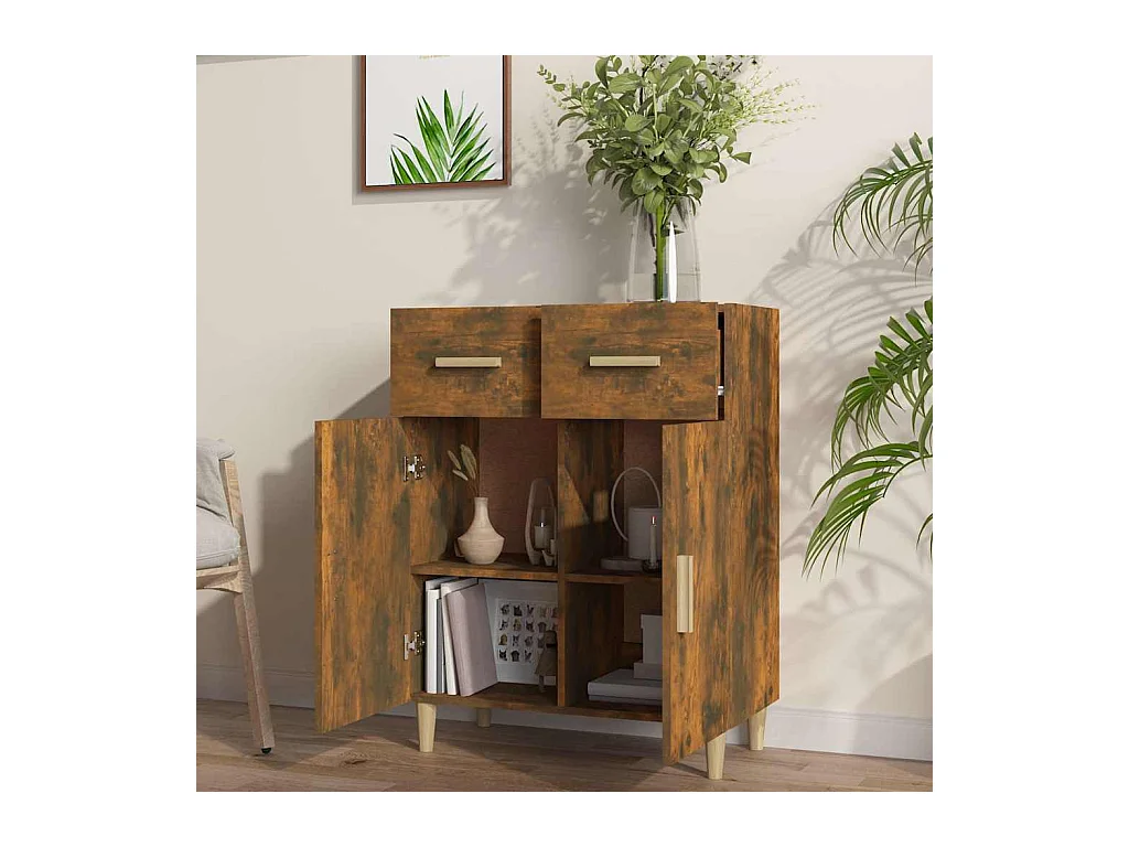 Credenza in rovere affumicato 69,5x34x89 cm in legno ingegnerizzato