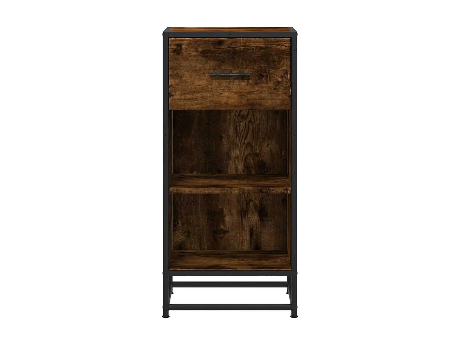 Buffet chêne fumé 35,5x35x76 cm bois d'ingénierie et métal