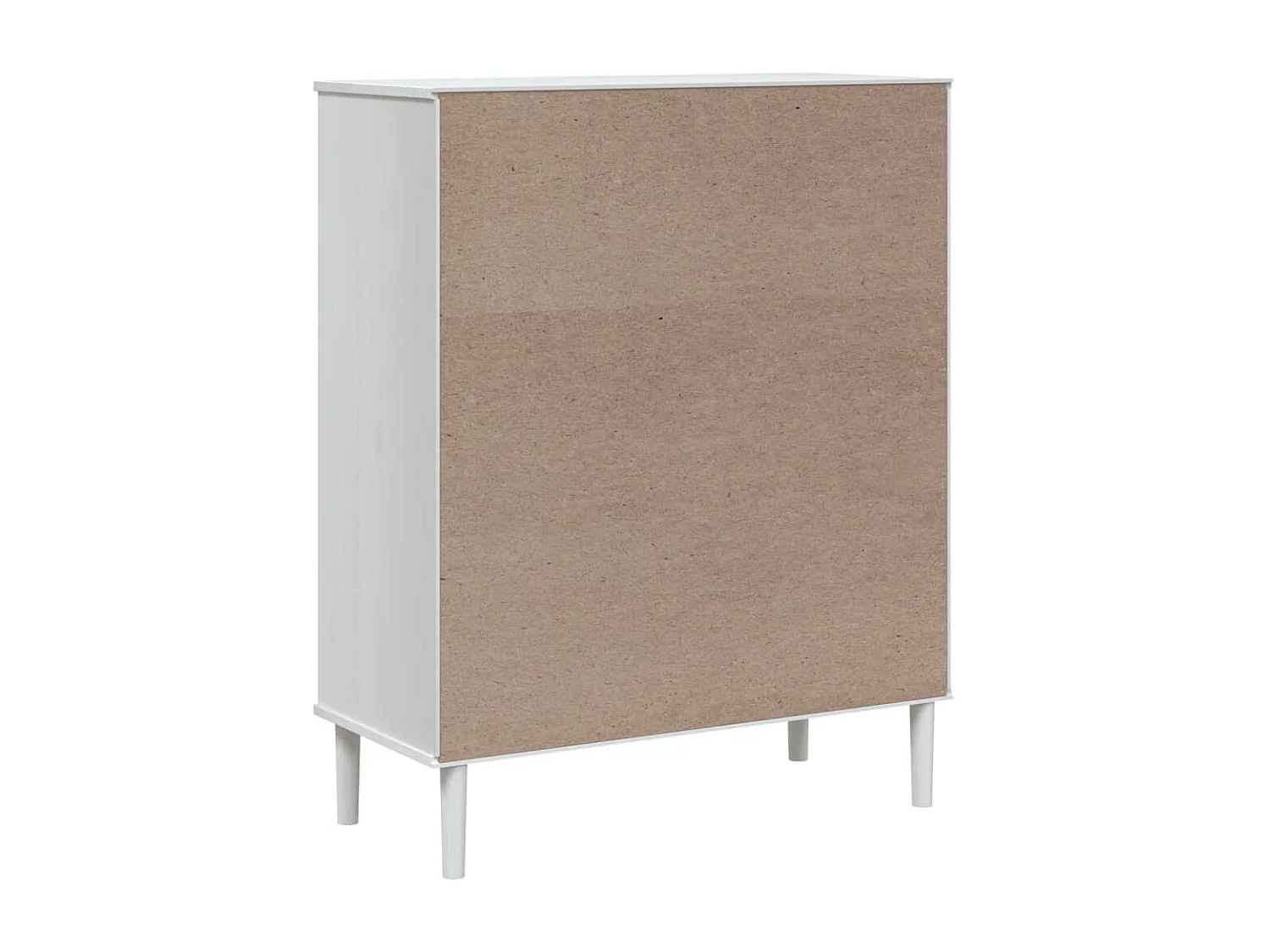 Buffet aspect rotin blanc 90x40x112cm bois massif de pin