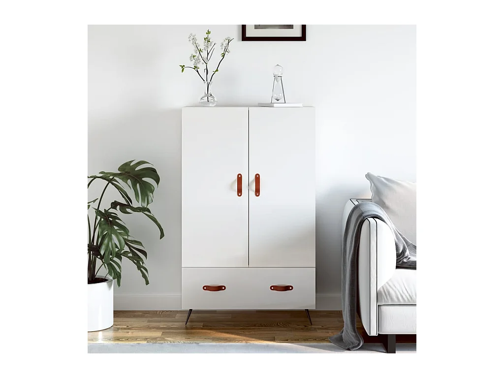 Hoogglans wit dressoir 69,5x31x115 cm bewerkt hout