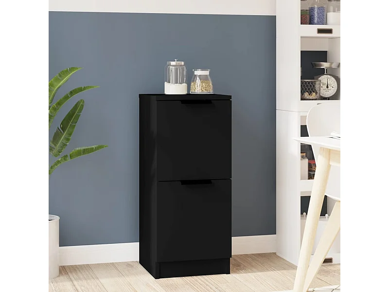 Buffet noir 30x30x70 cm bois d'ingénierie