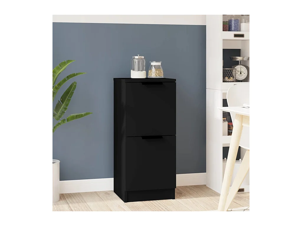 Buffet noir 30x30x70 cm bois d'ingénierie