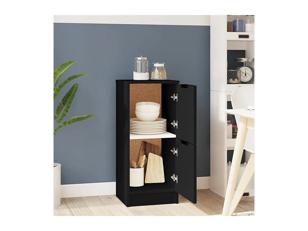 Buffet noir 30x30x70 cm bois d'ingénierie