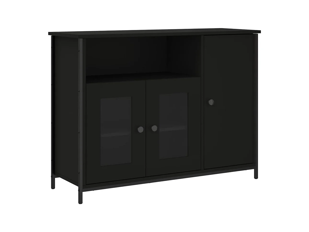 Buffet noir 100x35x75 cm bois d'ingénierie