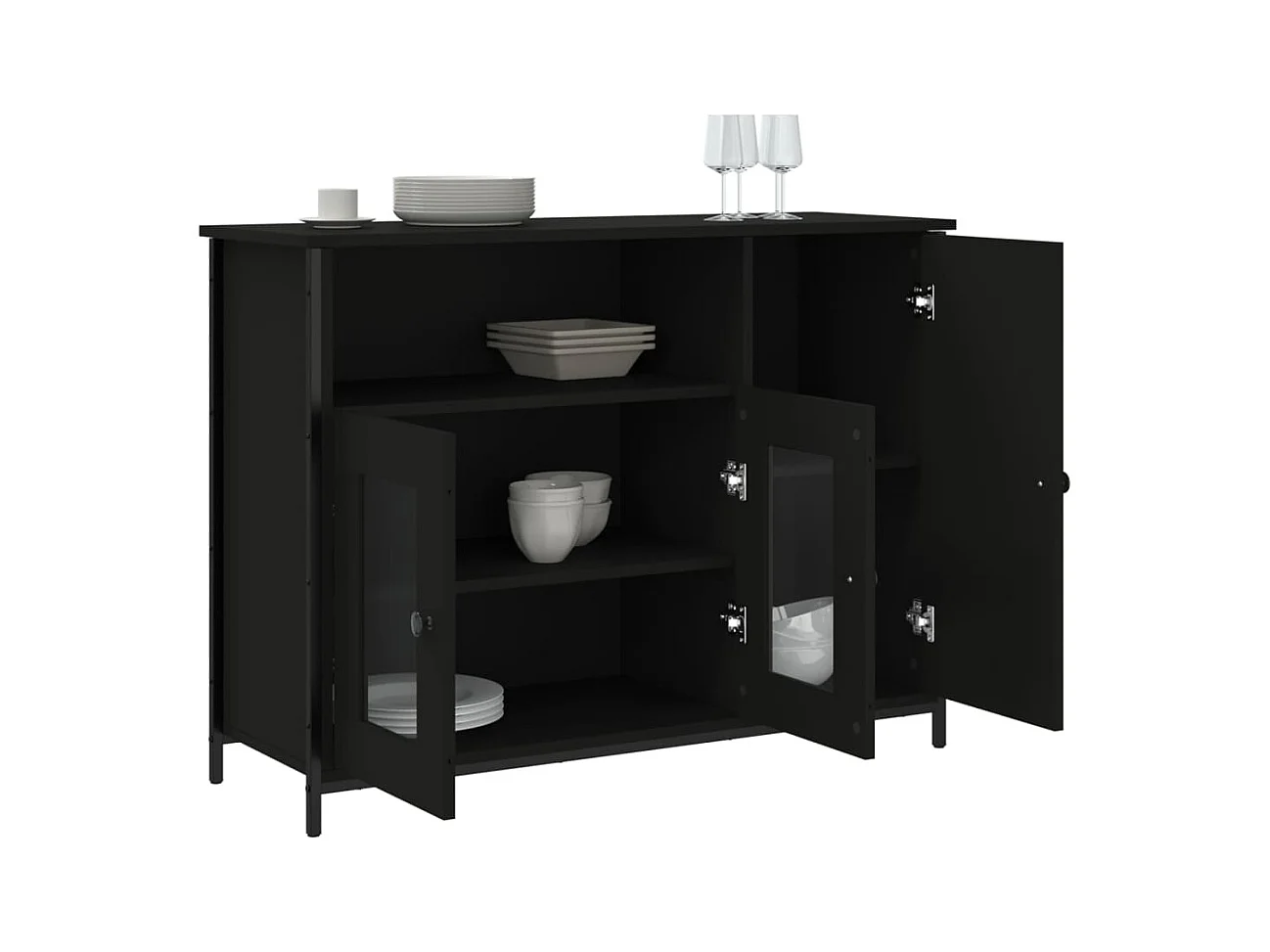 Buffet noir 100x35x75 cm bois d'ingénierie