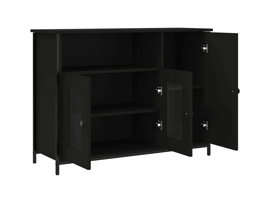 Buffet noir 100x35x75 cm bois d'ingénierie