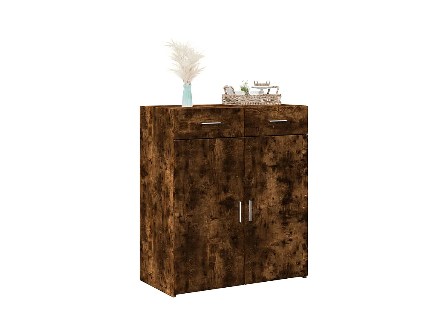 Buffet chêne fumé 80x42,5x93 cm bois d'ingénierie