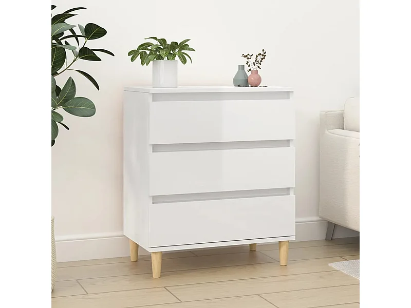 Buffet Blanc brillant 60x35x70 cm Bois d'ingénierie