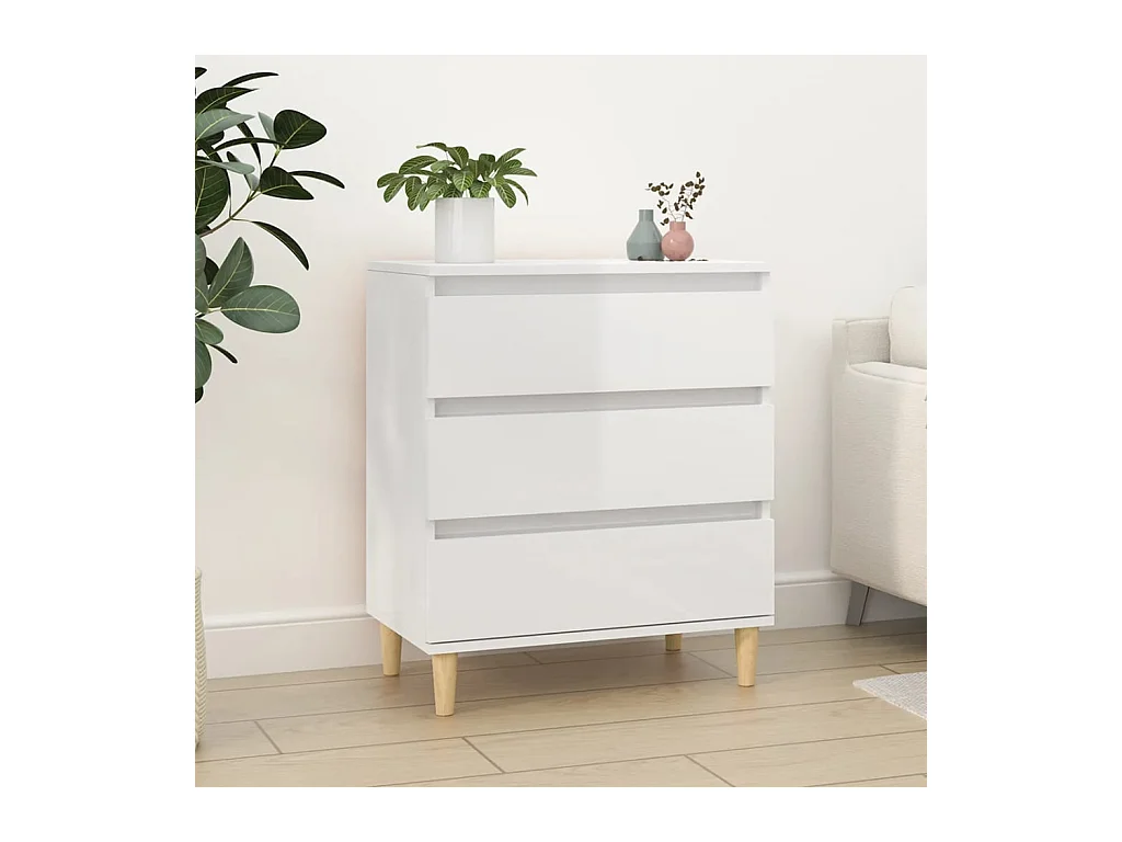 Buffet Blanc brillant 60x35x70 cm Bois d'ingénierie