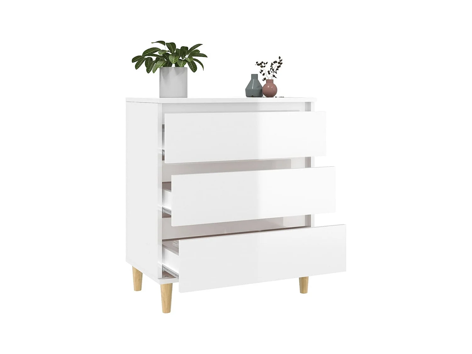Buffet Blanc brillant 60x35x70 cm Bois d'ingénierie
