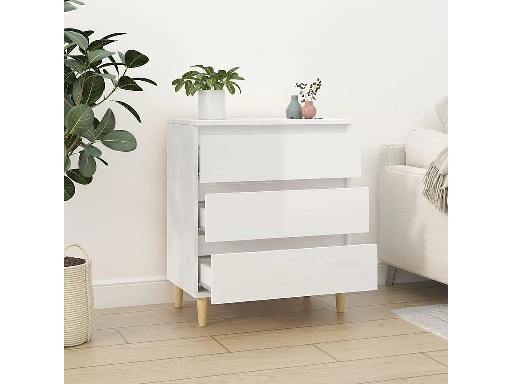 Buffet Blanc brillant 60x35x70 cm Bois d'ingénierie