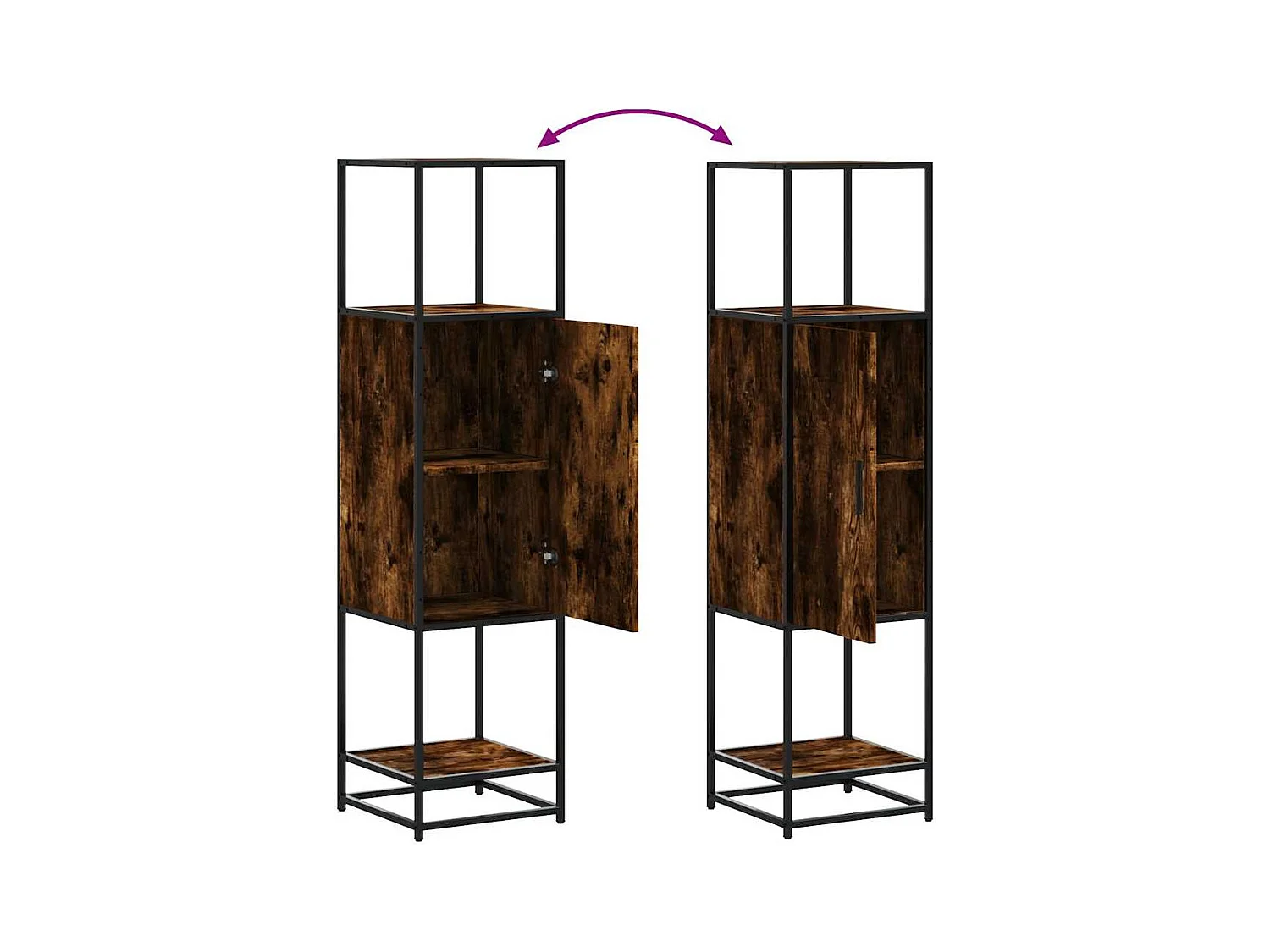 Buffet haut chêne fumé 35,5x35x139 cm bois d'ingénierie métal