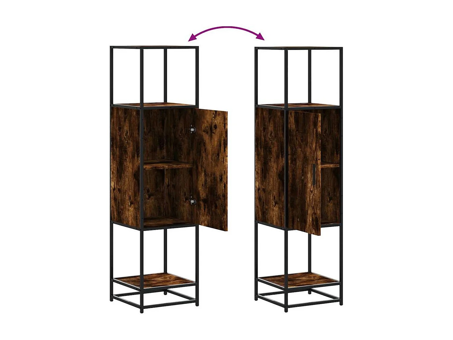 Buffet haut chêne fumé 35,5x35x139 cm bois d'ingénierie métal