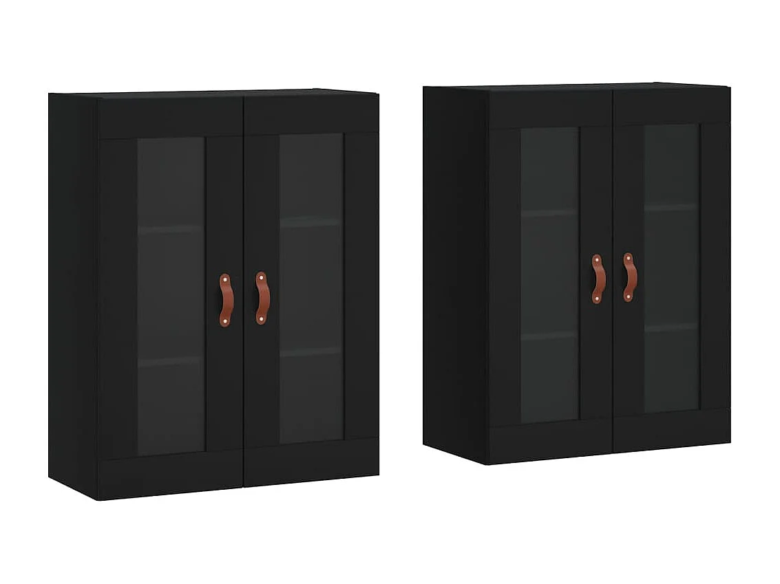 Armoires murales 2 pcs noir bois d'ingénierie