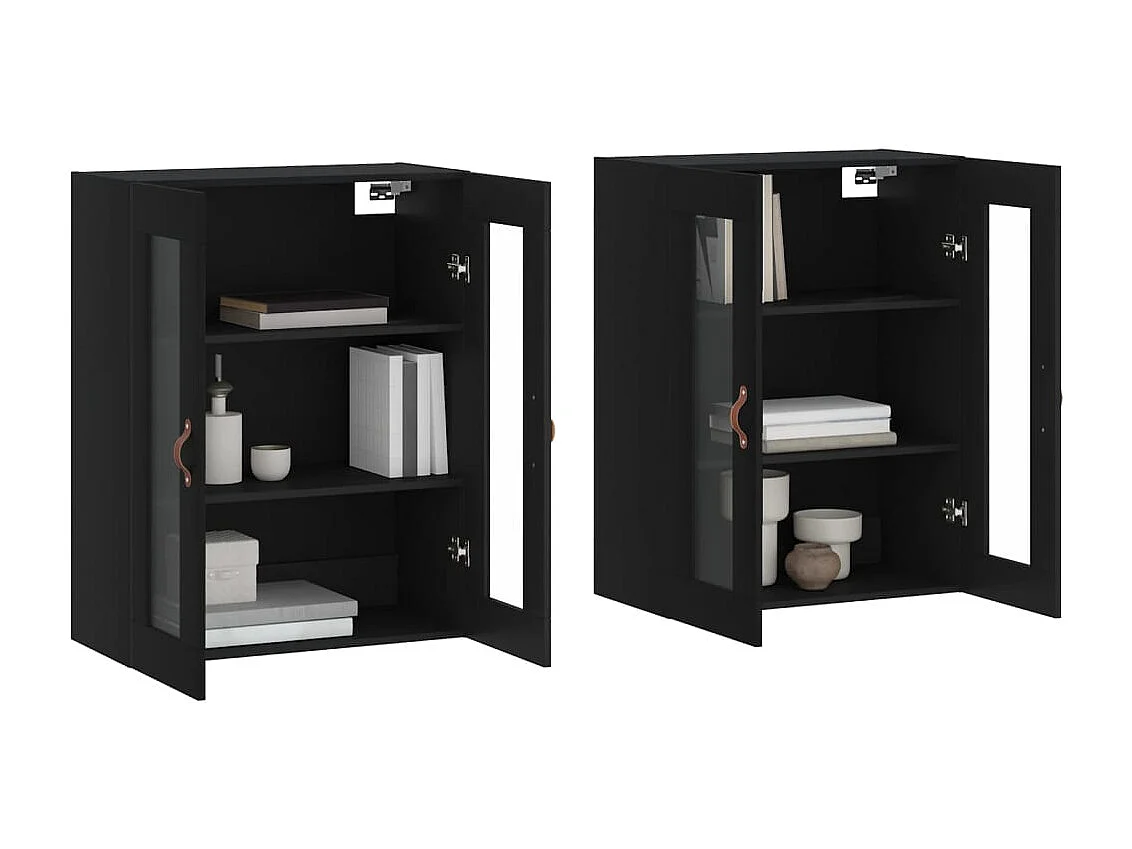 Armoires murales 2 pcs noir bois d'ingénierie
