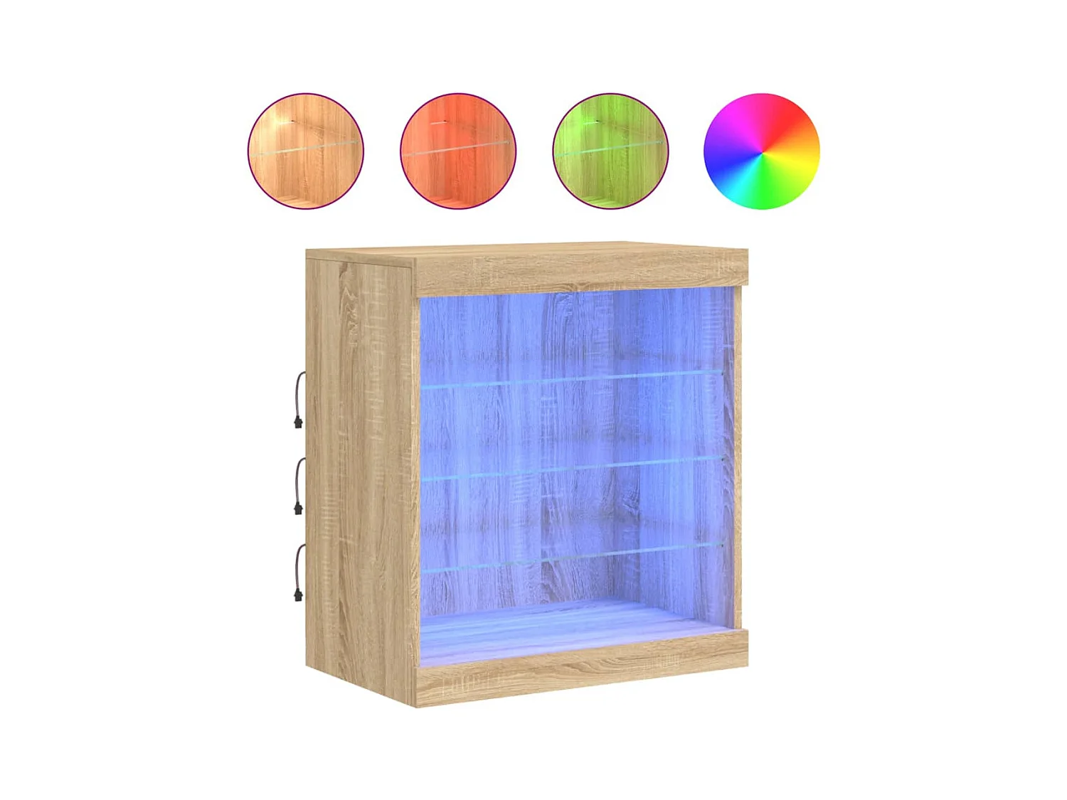 Buffet avec lumières LED chêne sonoma 60,5x37x67 cm