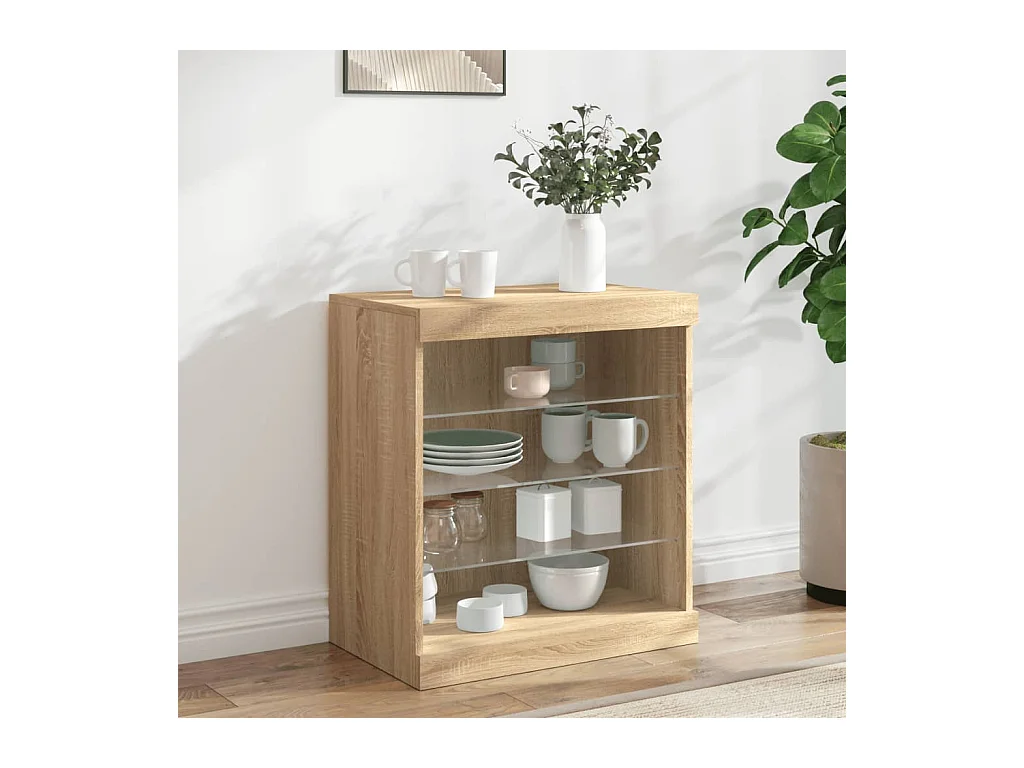 Buffet avec lumières LED chêne sonoma 60,5x37x67 cm