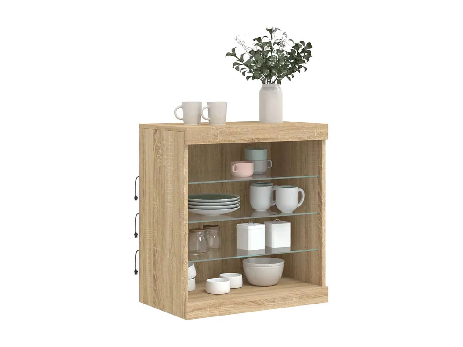 Buffet avec lumières LED chêne sonoma 60,5x37x67 cm