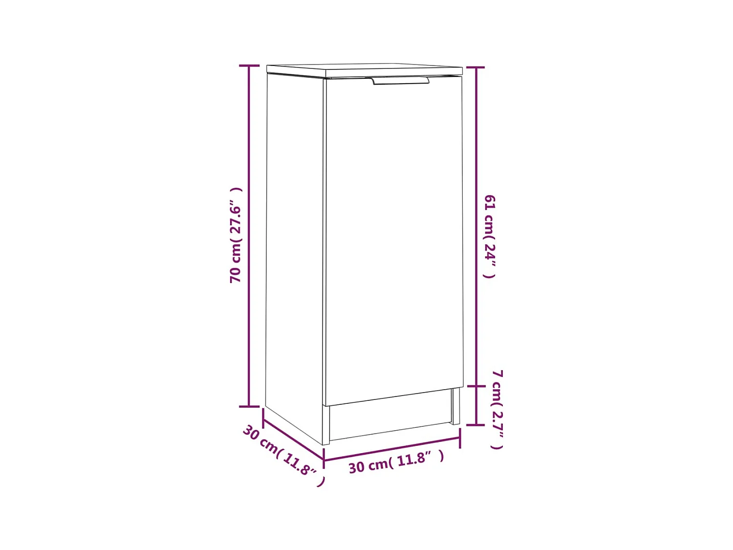 Buffet Blanc 30x30x70 cm Bois d'ingénierie