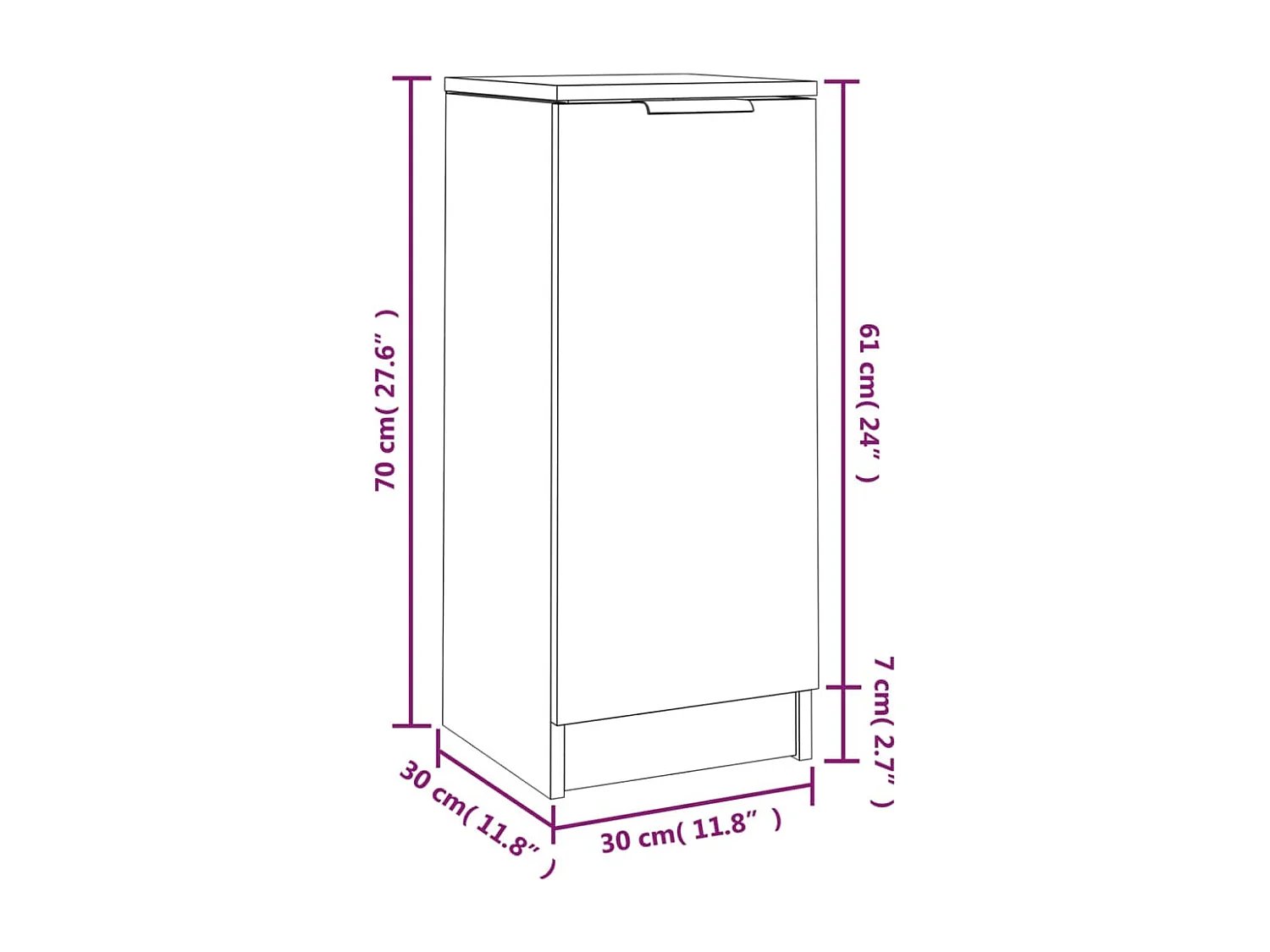 Buffet Blanc 30x30x70 cm Bois d'ingénierie