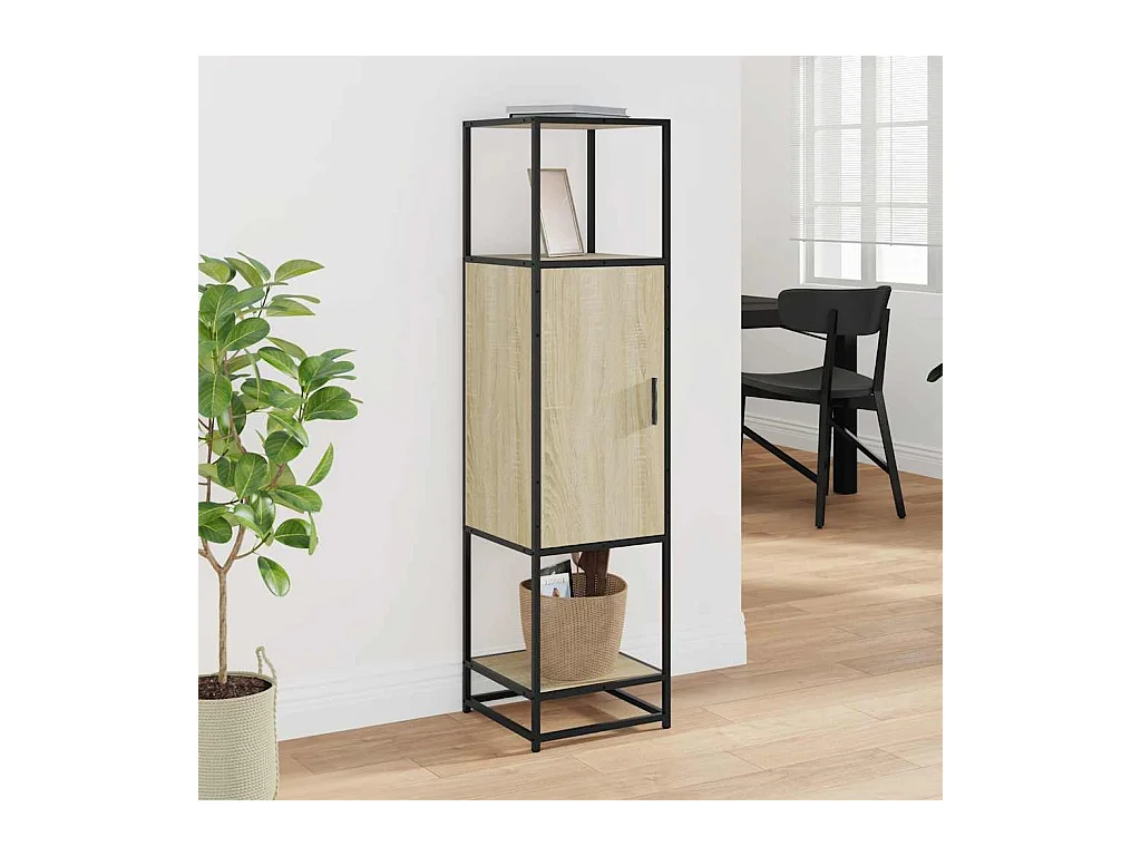 Buffet haut chêne sonoma 35,5x35x139 cm bois d'ingénierie métal