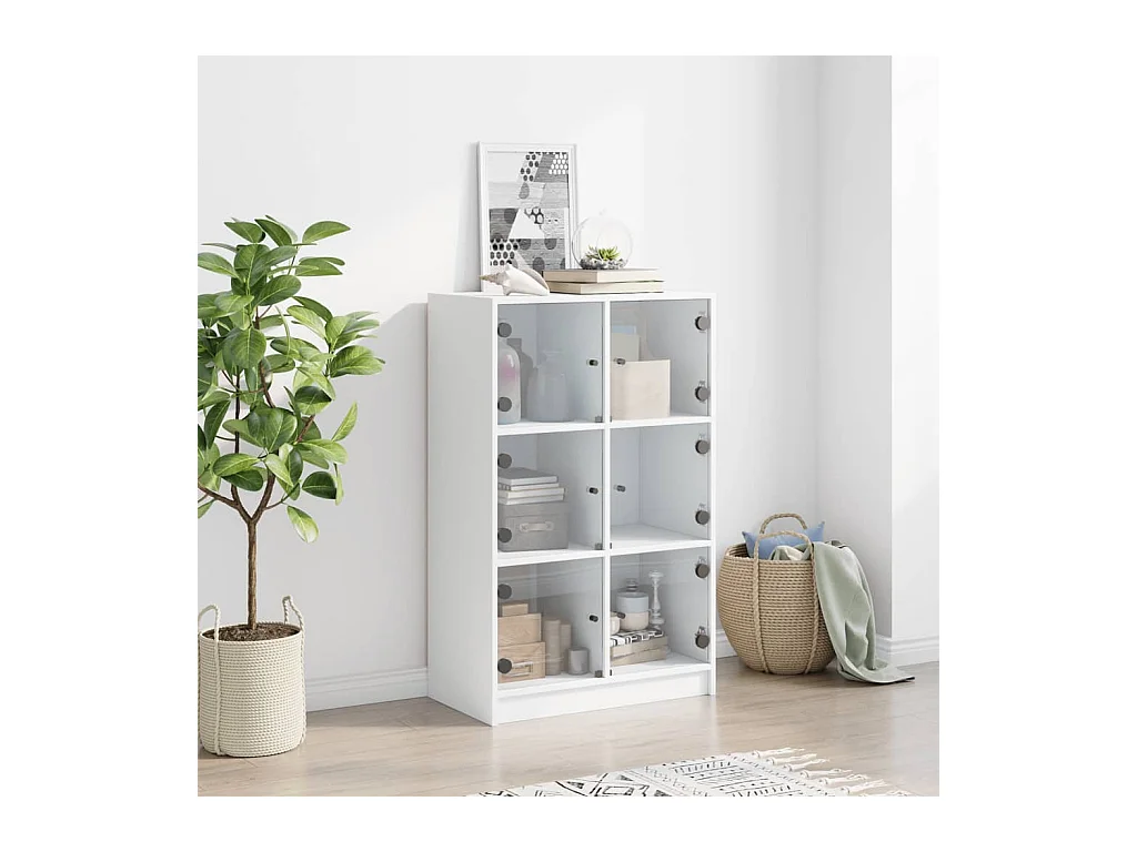 Buffet haut avec portes blanc 68x37x109 cm bois d'ingénierie