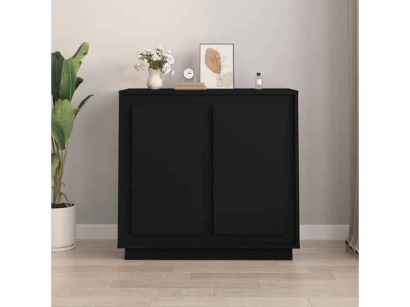 Buffet noir 80x34x75 cm bois d'ingénierie