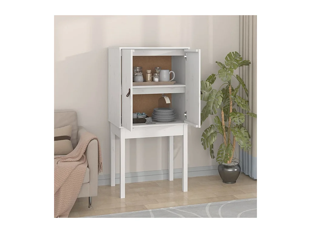 Buffet haut Blanc 60x40x120 cm Bois massif de pin