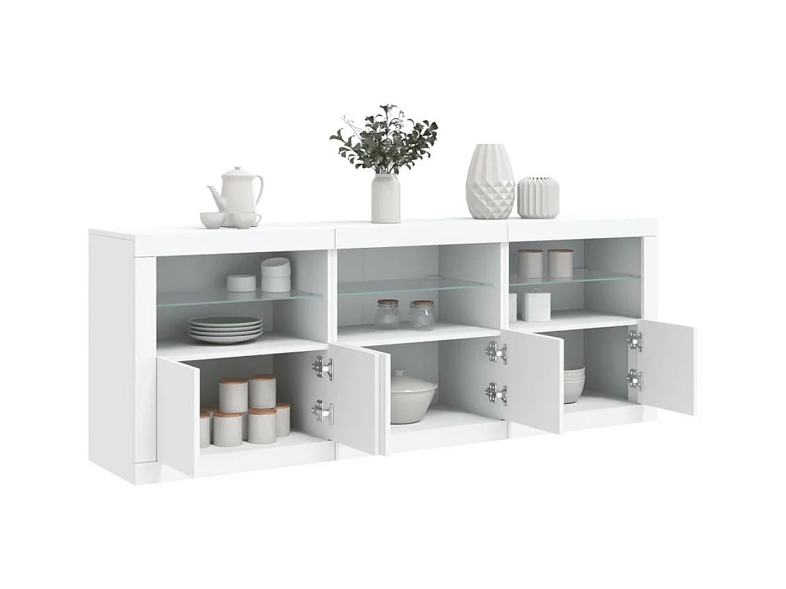 Credenza con luci LED bianche 181,5x37x67 cm