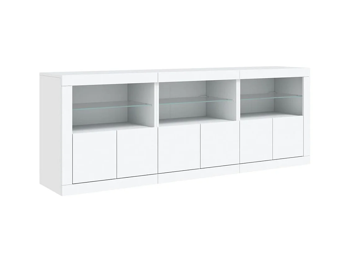 Credenza con luci LED bianche 181,5x37x67 cm