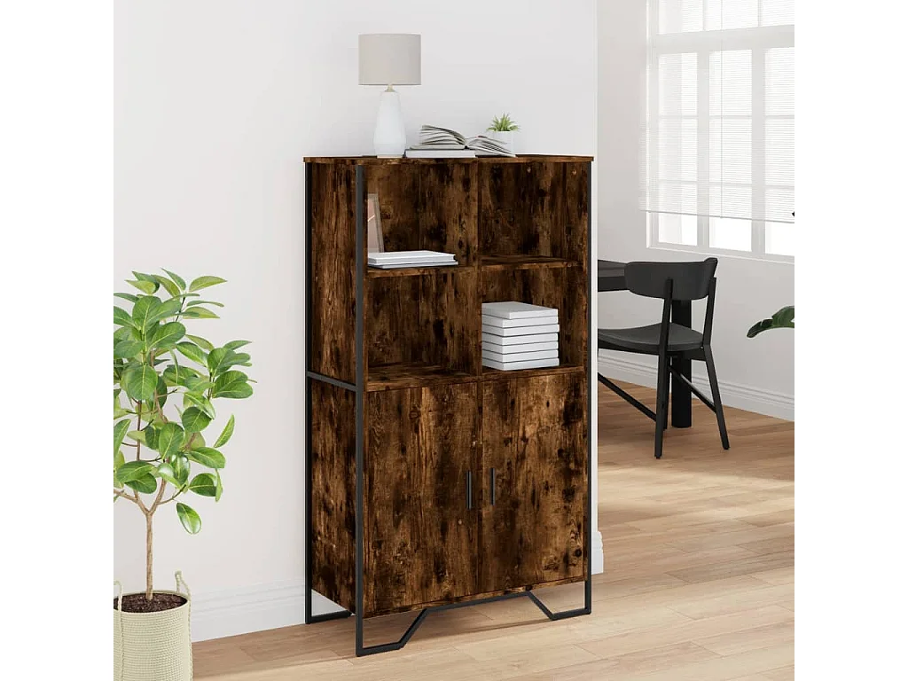 Buffet haut chêne fumé 79,5x35,5x137,5 cm bois d'ingénierie