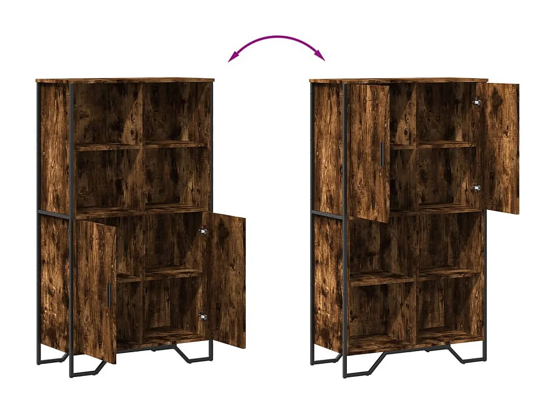 Buffet haut chêne fumé 79,5x35,5x137,5 cm bois d'ingénierie