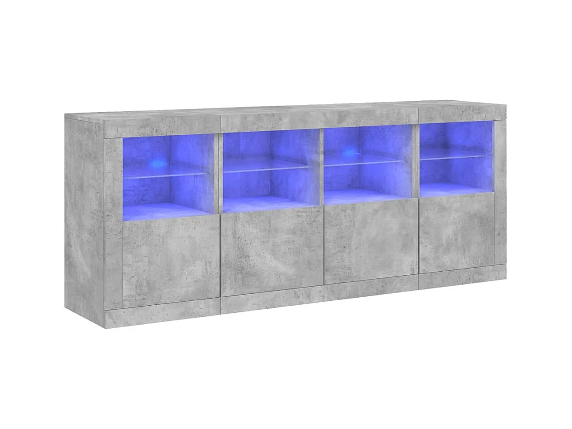 Buffet avec lumières LED gris béton 163x37x67 cm