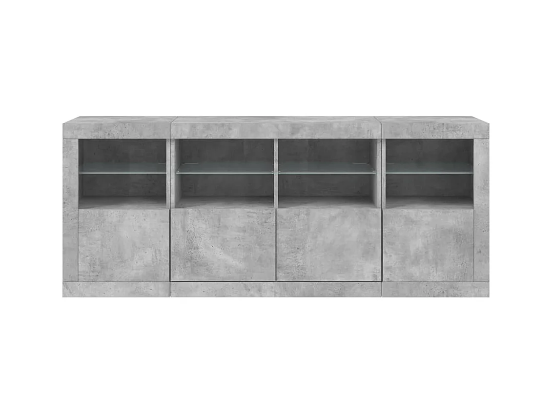 Buffet avec lumières LED gris béton 163x37x67 cm