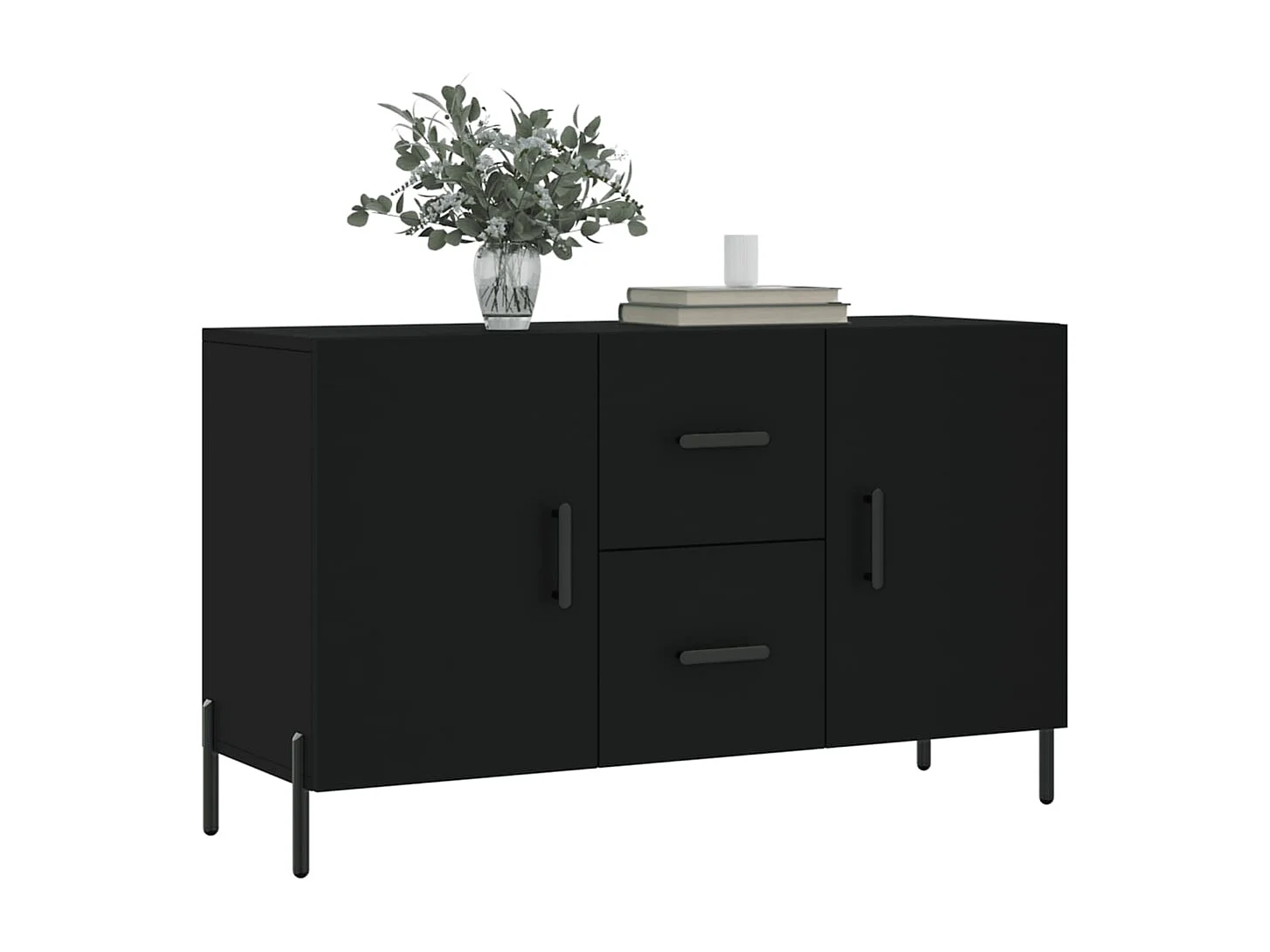 Buffet noir 100x36x60 cm bois d'ingénierie