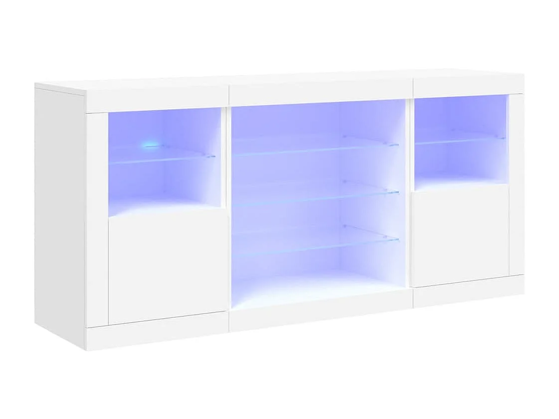 Buffet avec lumières LED blanc 142,5x37x67 cm