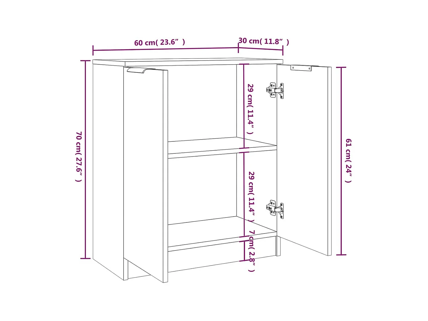 Buffets 2 pcs Sonoma gris 60x30x70 cm Bois d'ingénierie