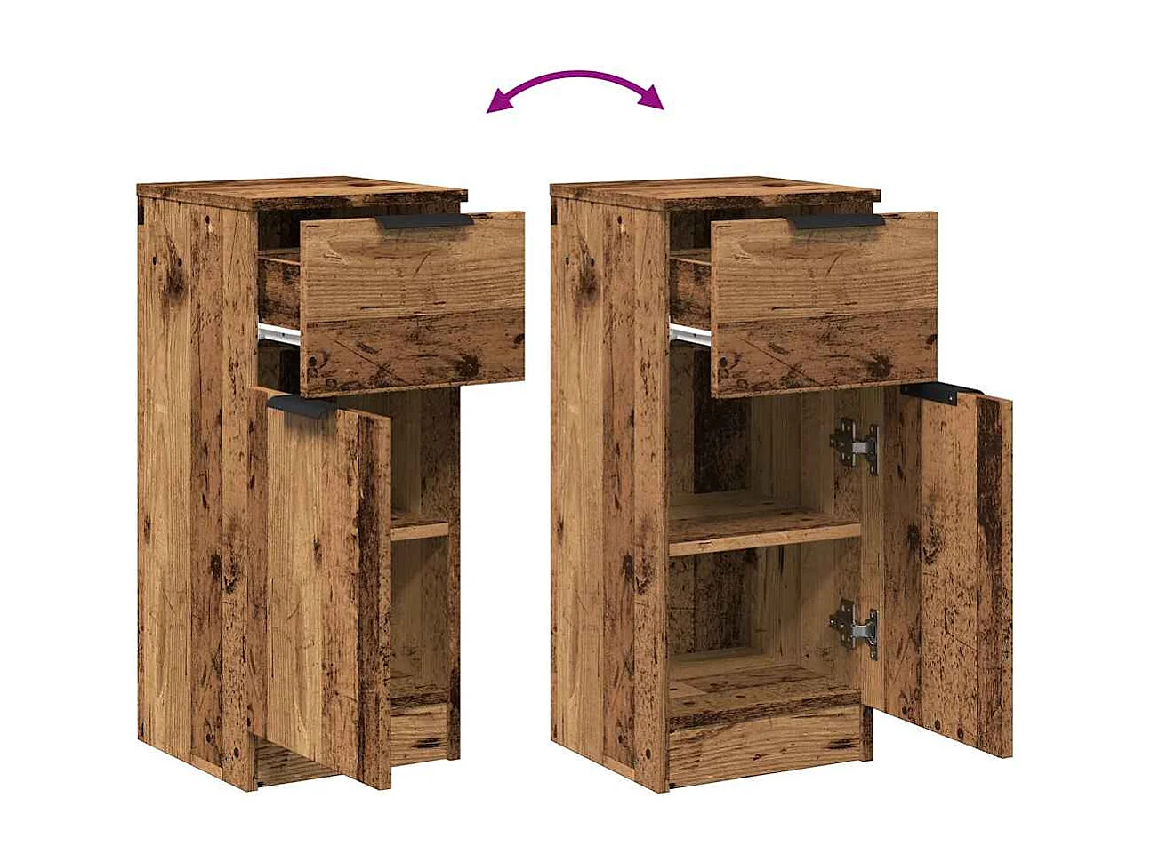 Oud houten dressoir 30x30x70 cm bewerkt hout