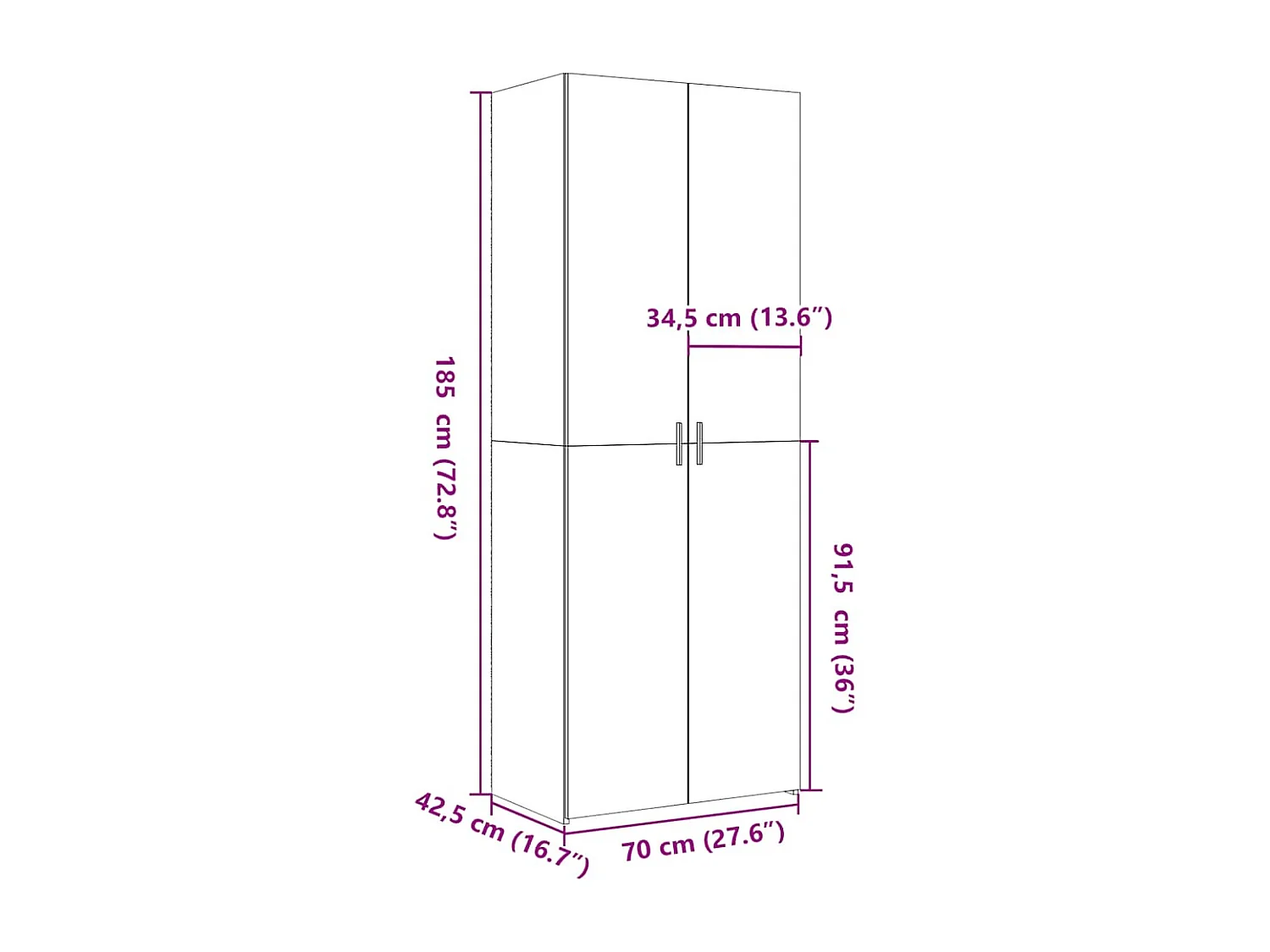 Buffet haut chêne sonoma 70x42,5x185 cm bois d'ingénierie