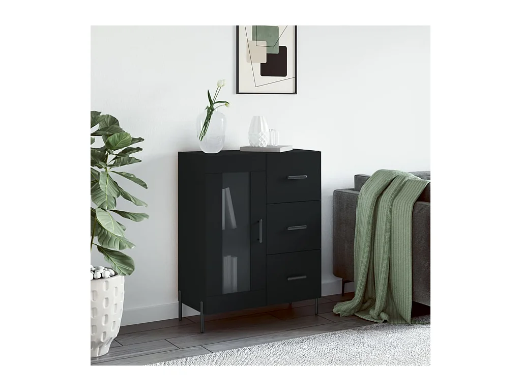 Credenza nera 69,5x34x90 cm in legno ingegnerizzato