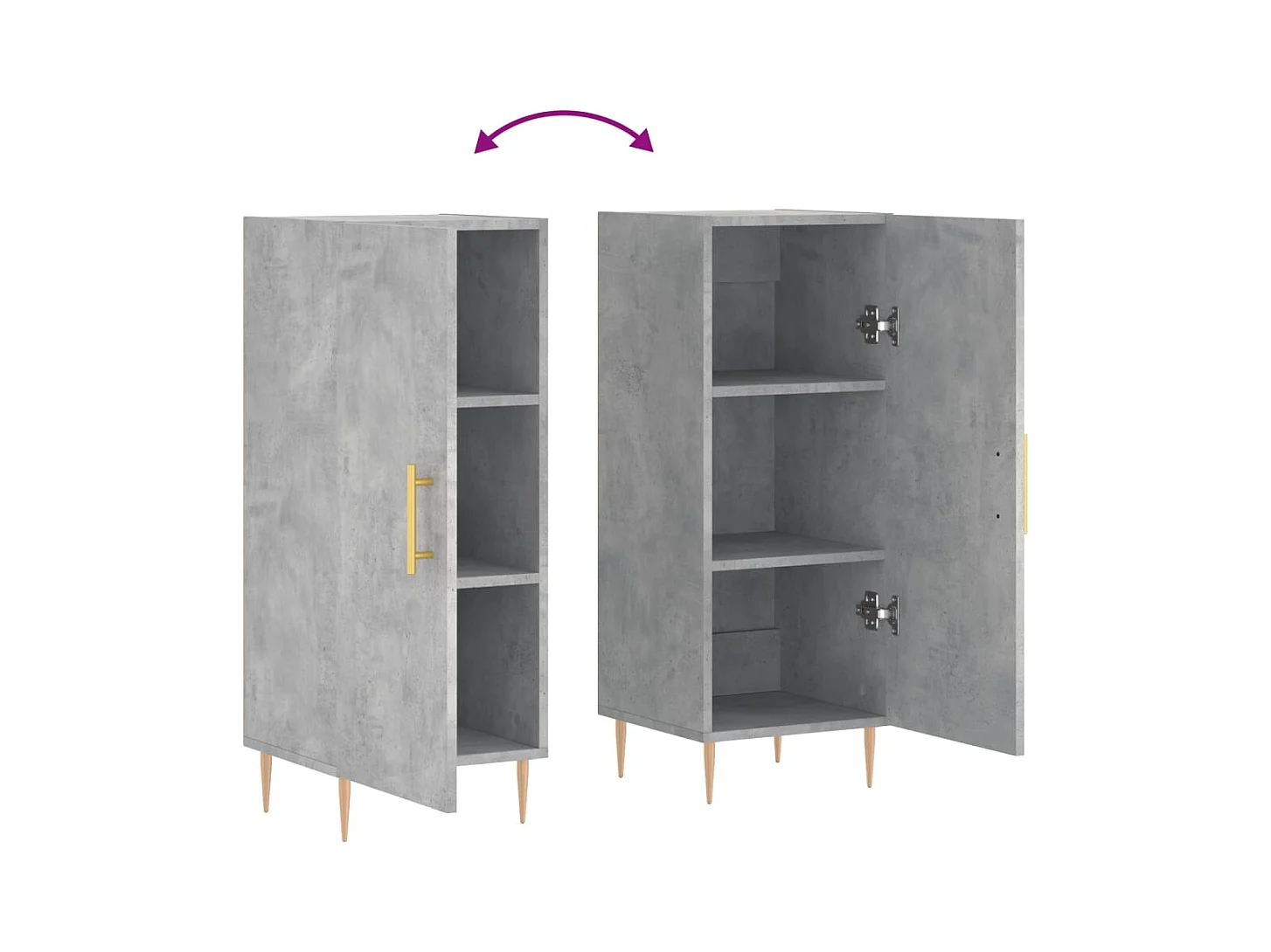 Buffet Gris béton 34,5x34x90 cm Bois d'ingénierie