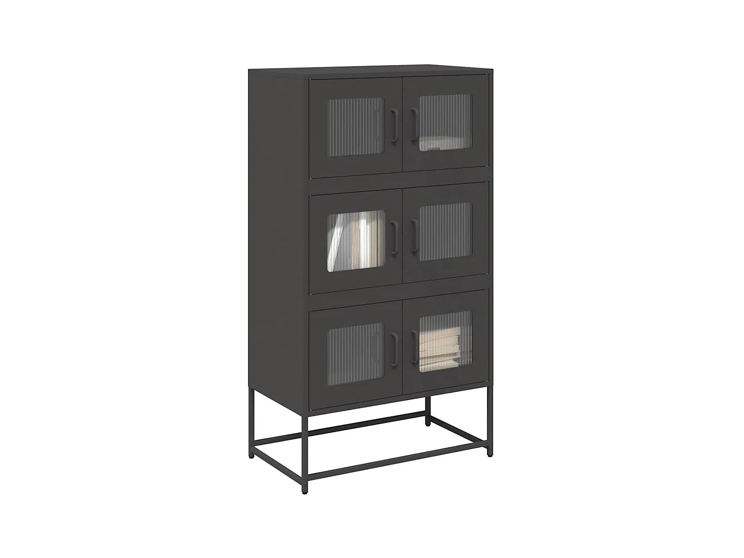 Buffet haut noir 68x39x123 cm acier