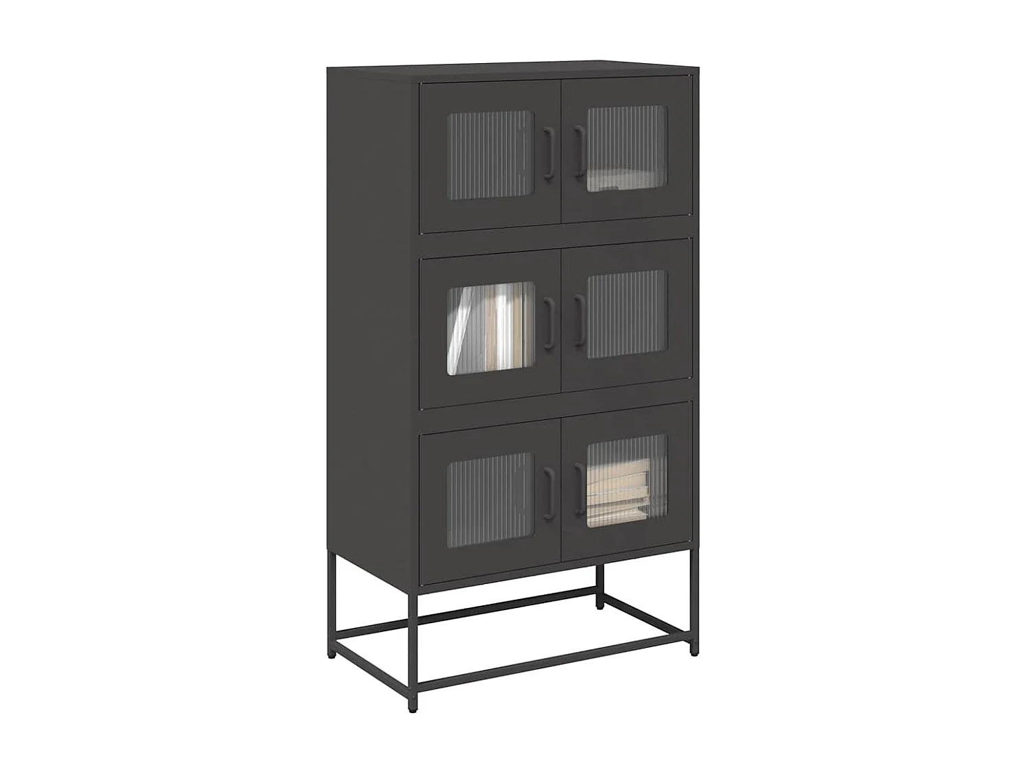 Buffet haut noir 68x39x123 cm acier