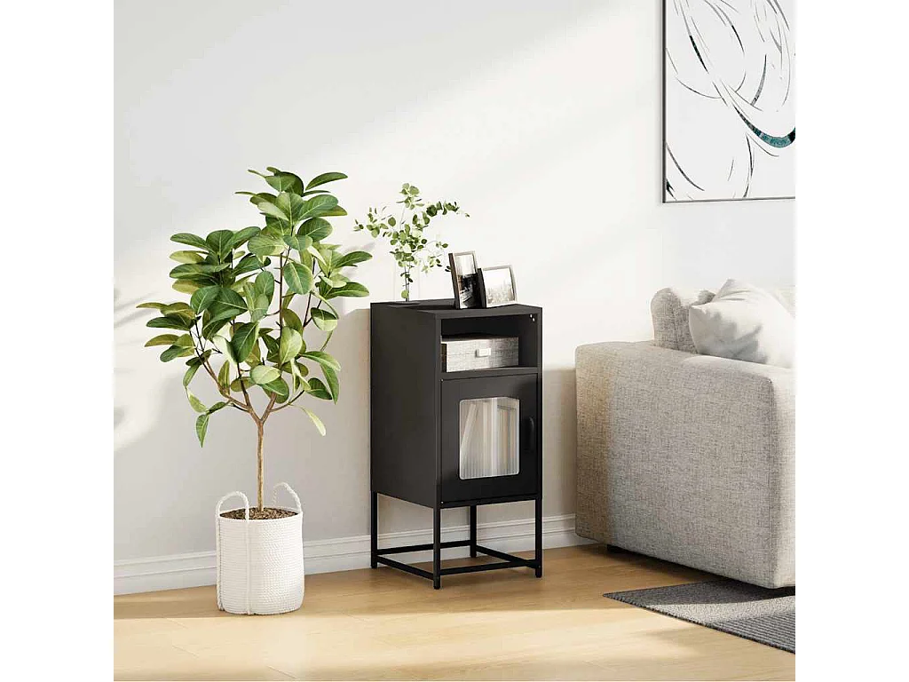 Table de chevet noir 36x39x78 cm acier laminé à froid