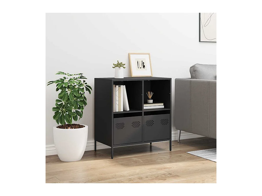 Buffet noir 68x39x73,5 cm acier laminé à froid